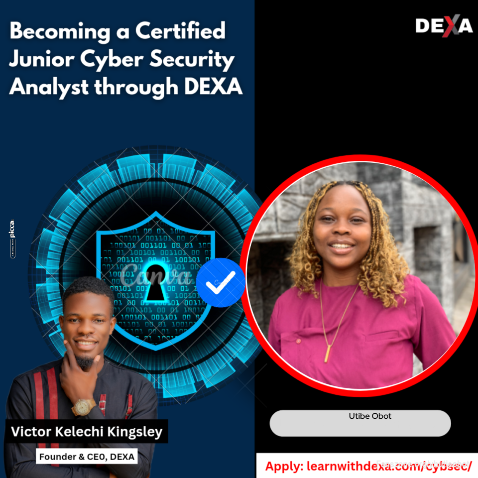 Hi, I'm about to receive my #CyberSecurity Course Certificate from the tuition-free course partly taught by Cisco on DEXA. I'm now on the path to becoming a Junior Cyber Security Analyst.